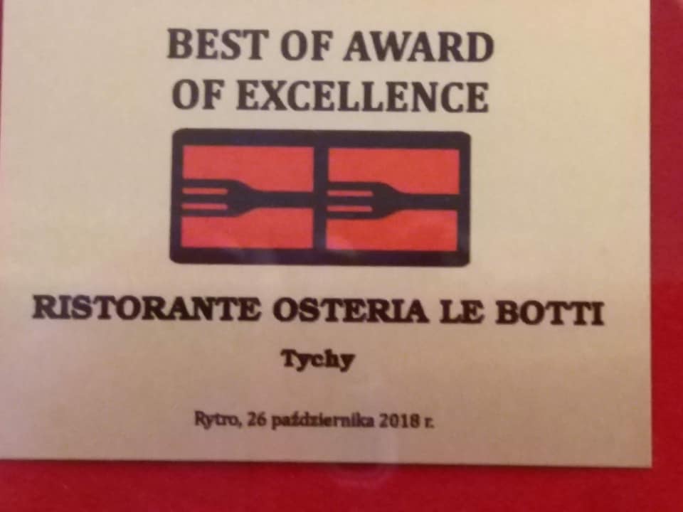 Dwa widelce -Best of Award of Excellence w konkursie Poland 100 Best Restaurants